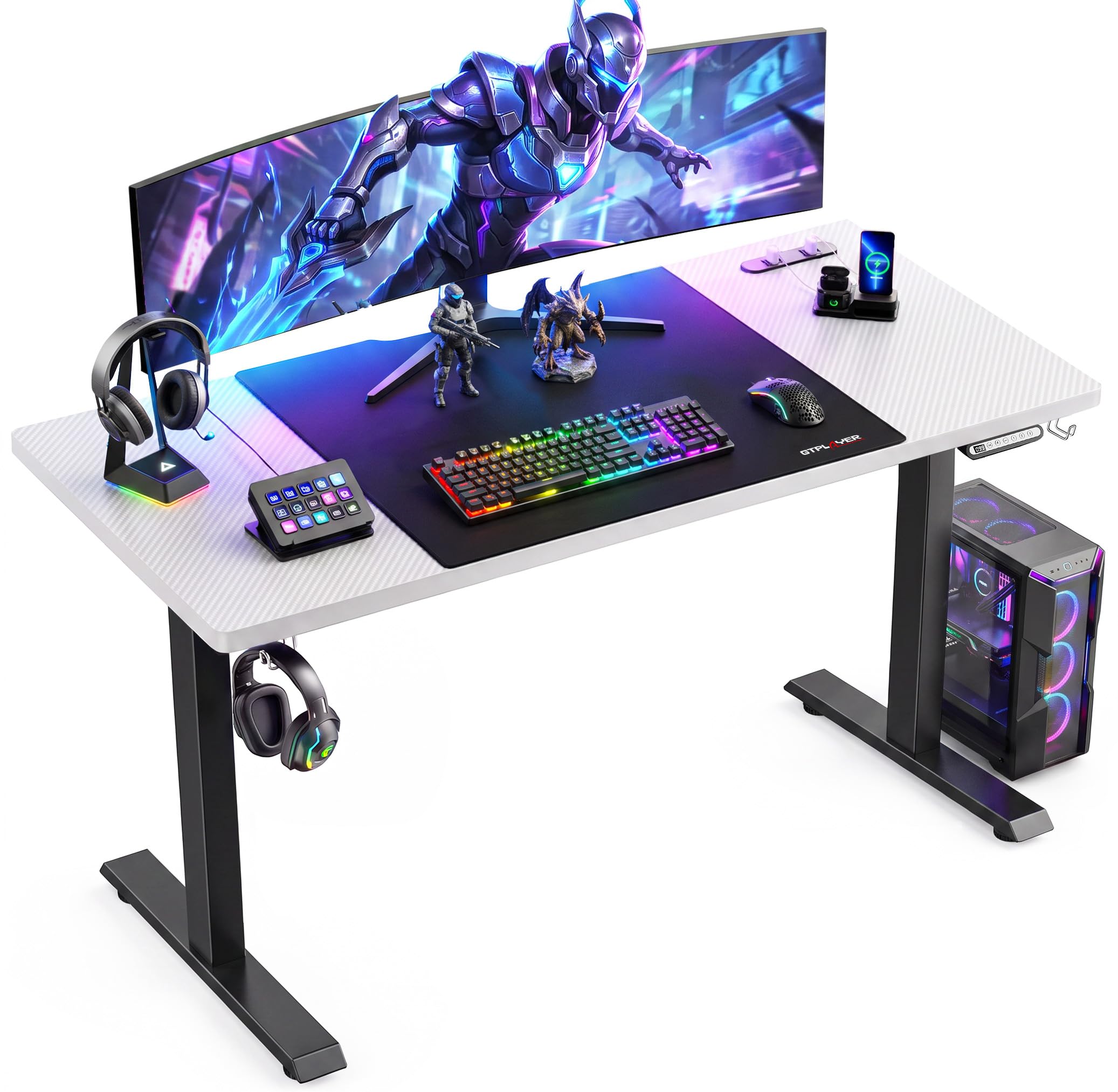 ゲーミングデスク電動昇降式デスク幅120cm×奥行60cm×高さ72-117cm Amazon.co.jp: GTPLAYER ゲーミングデスク パソコンデスク pcデスク